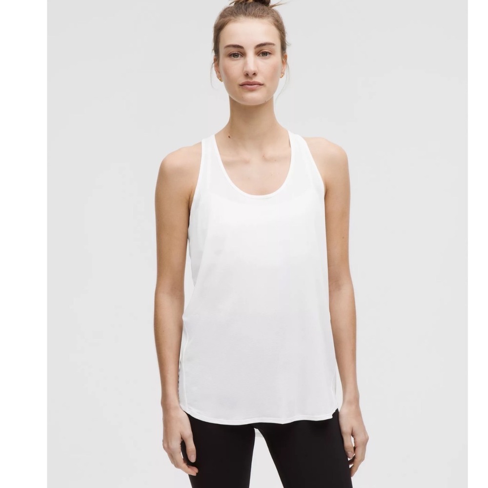 Lululemon White Racerback Tank Top Activewear Yoga Training Scoop Neck
